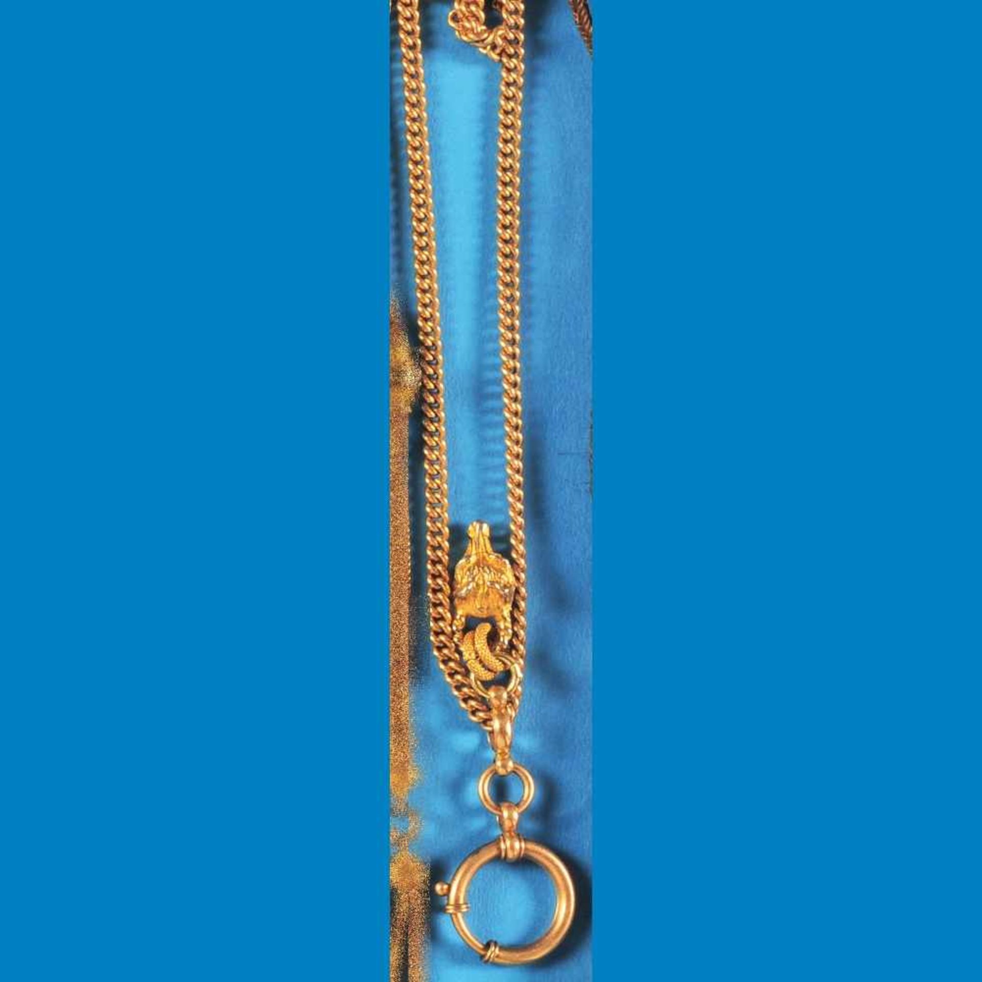 Chain with gold-plated doghead-pendantDurchzugskette mit vergoldetem Hundekopf-Anhänger, be