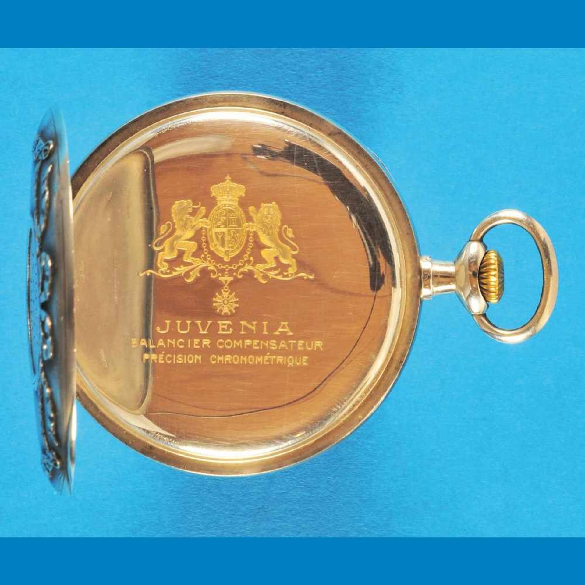 Silver motive pocket watch, JuveniaSilberne Motivtaschenuhr, Juvenia, auf der Werkschale Bl