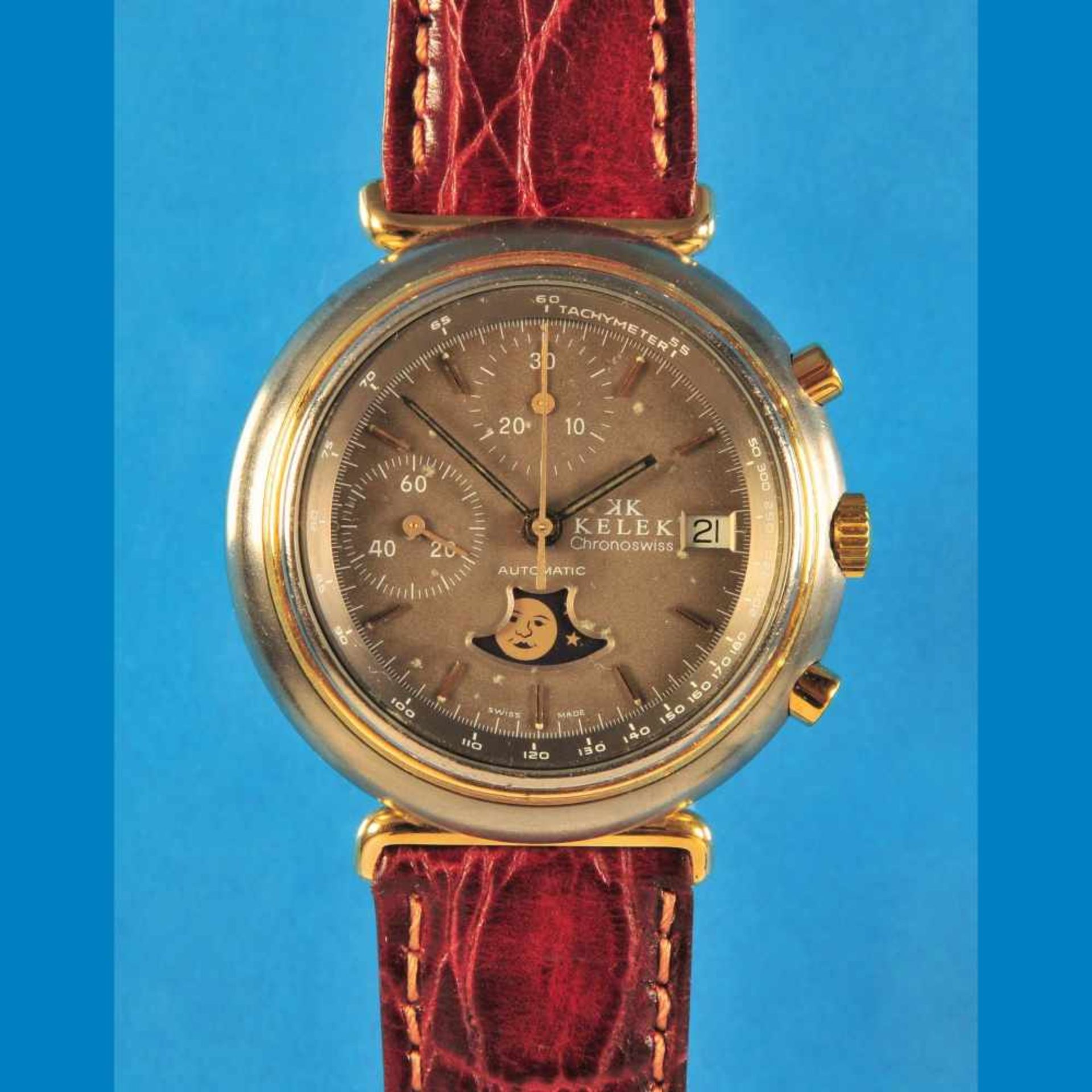 Chronoswiss-Kelek bicolor wristwatchChronoswiss-Kelek- Bi-Color-Armbanduhr mit Mondphasenka