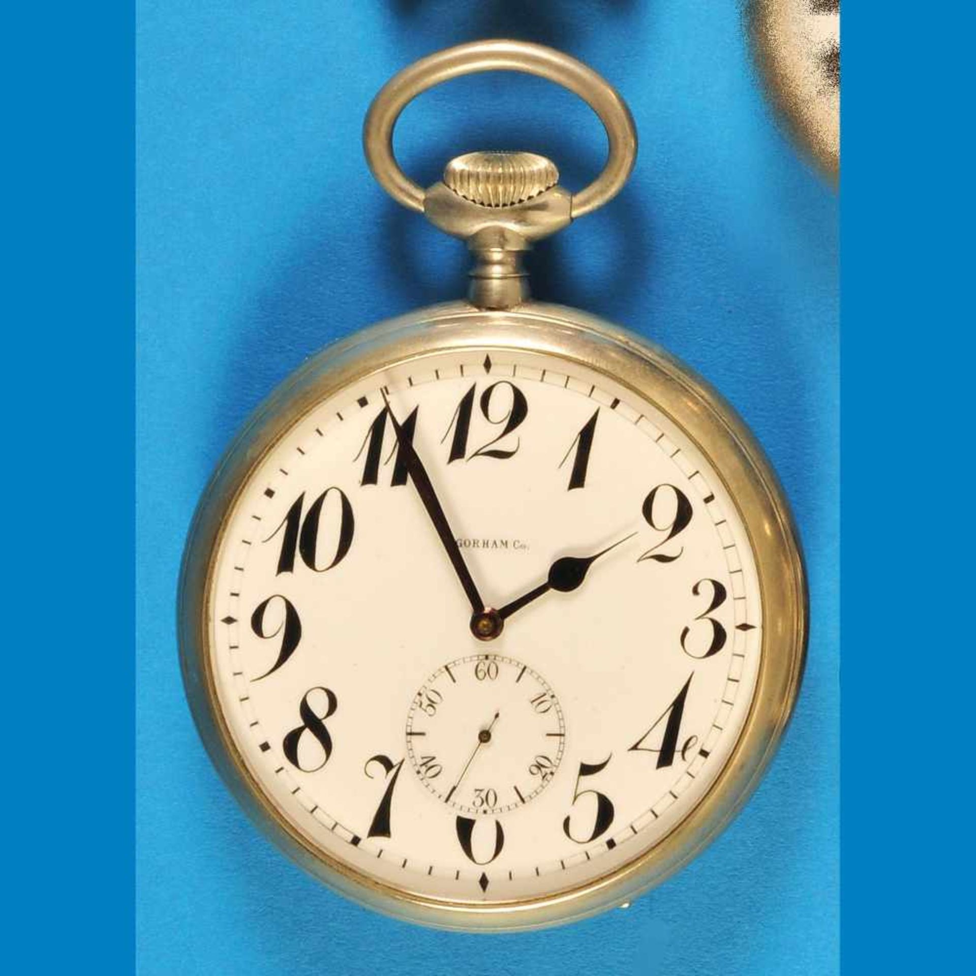 Big nickel pocket watch with 8-days-movement, Gorham & Co. - Bild 2 aus 2