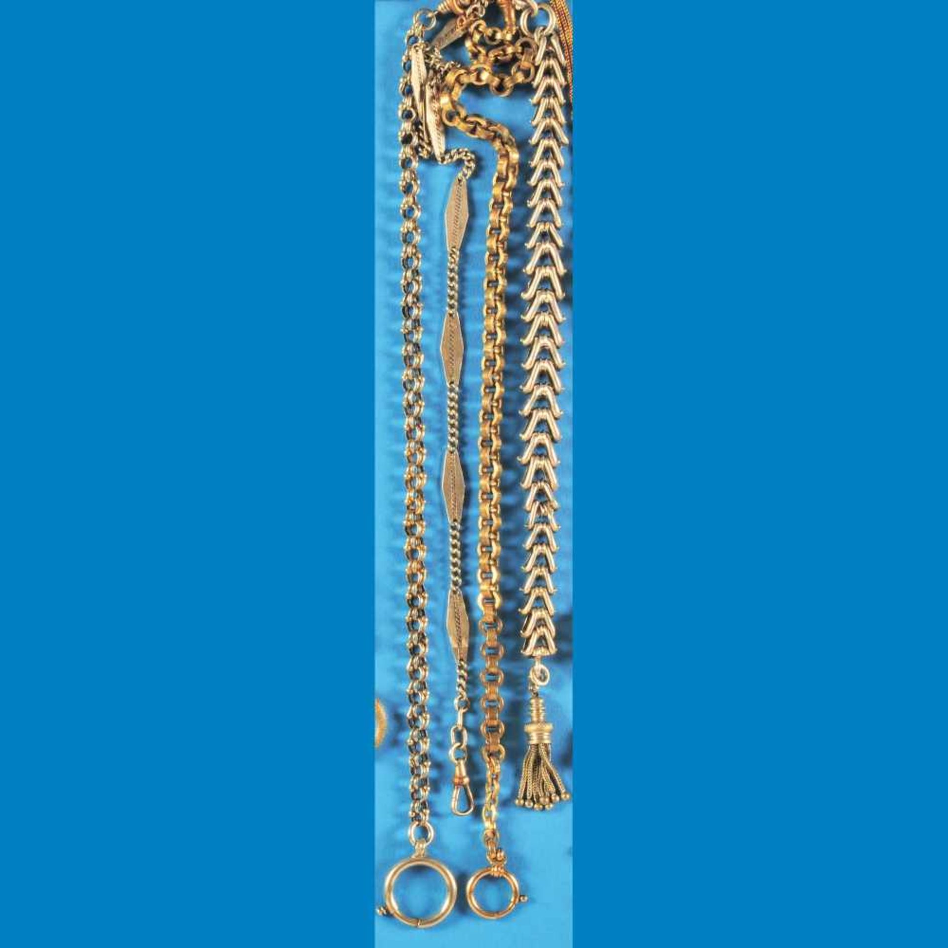 Bundle with 4 watch chains, silver- and gold-platedKonvolut mit 4 Taschenuhrketten, versilb