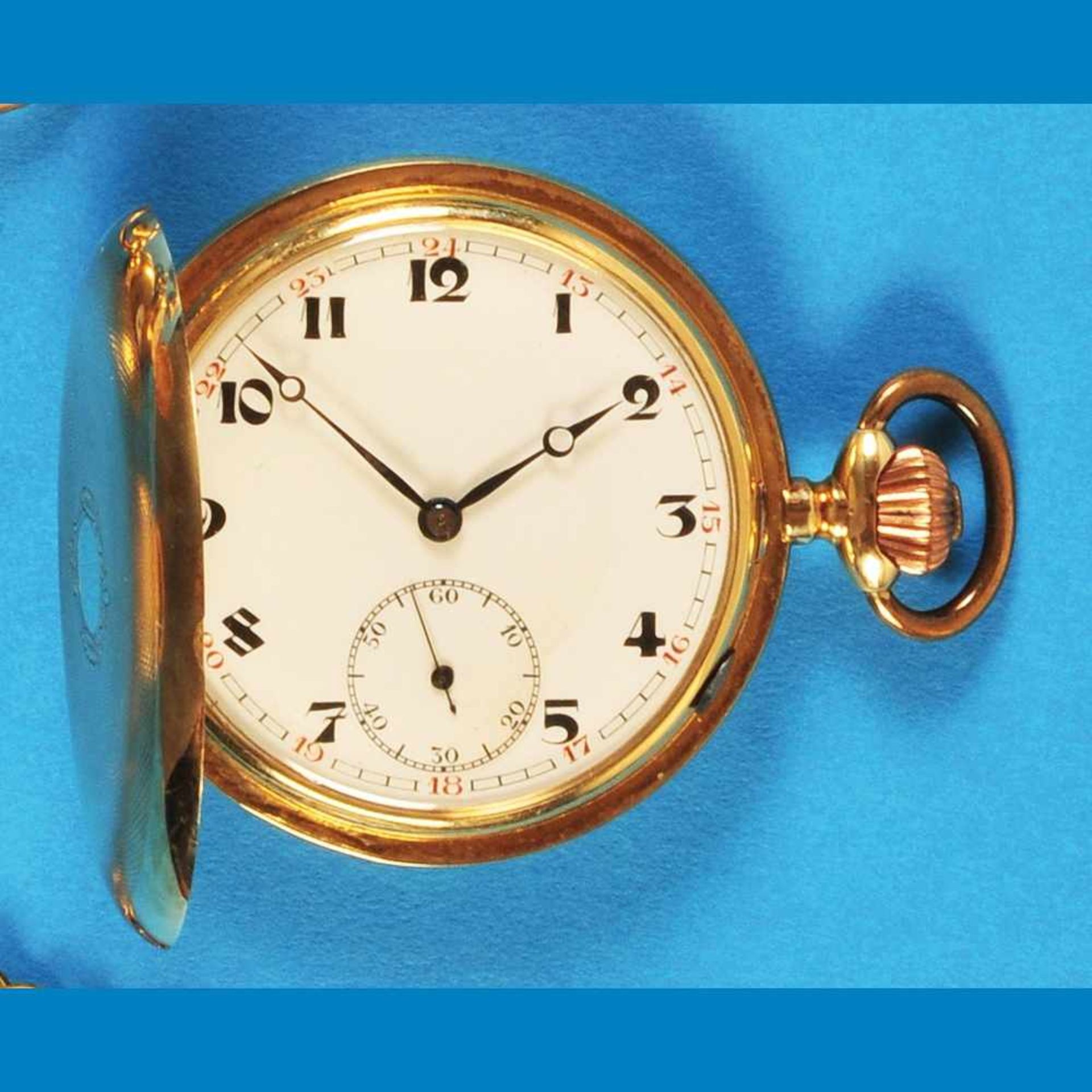 Big golden pocket watch with spring coverGroße Goldtaschenuhr mit Sprungdeckel, guillochier - Image 2 of 2