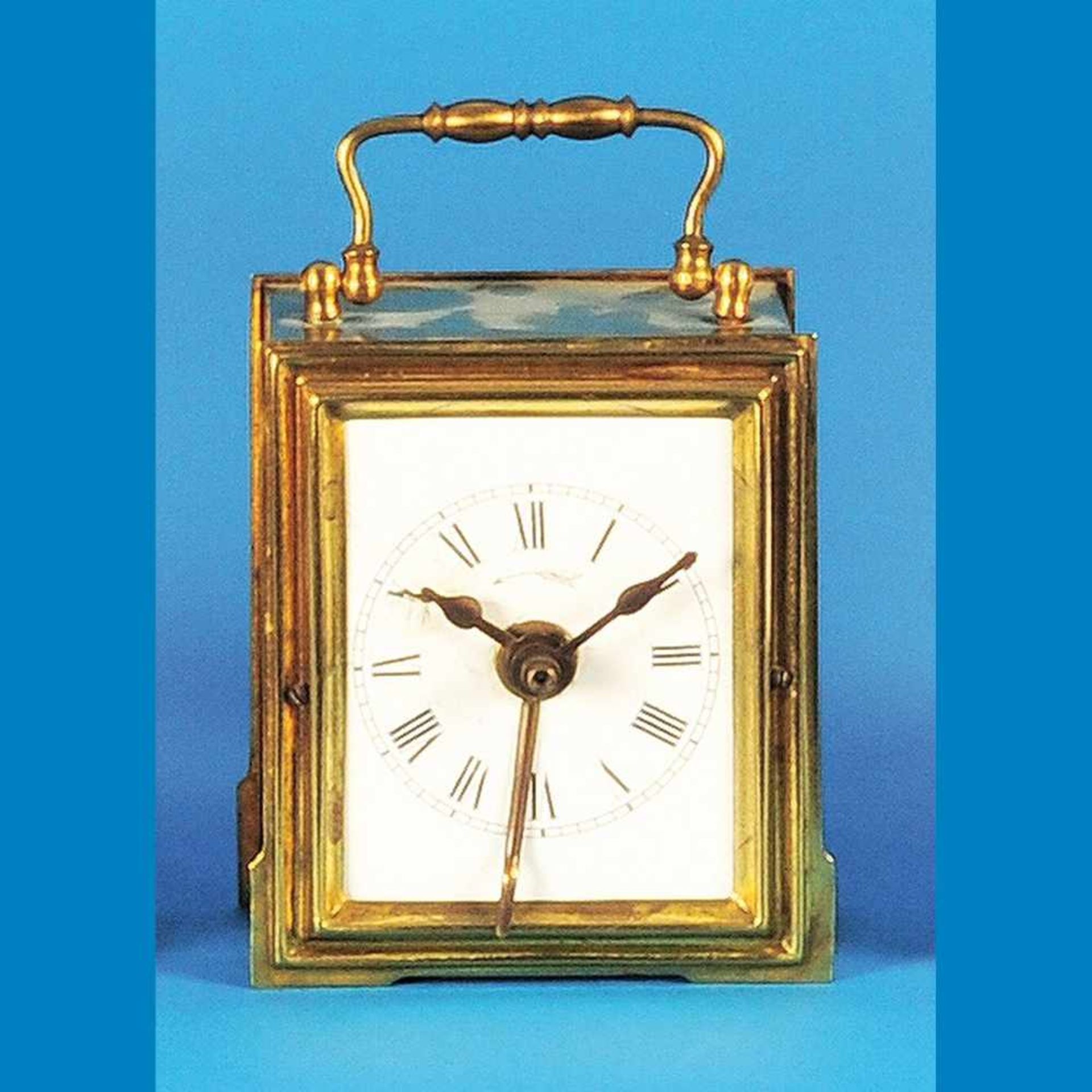 Gustav Becker pendulum alarm clockGustav Becker Pendelwecker, rechteckiges Gehäuse mit Trag