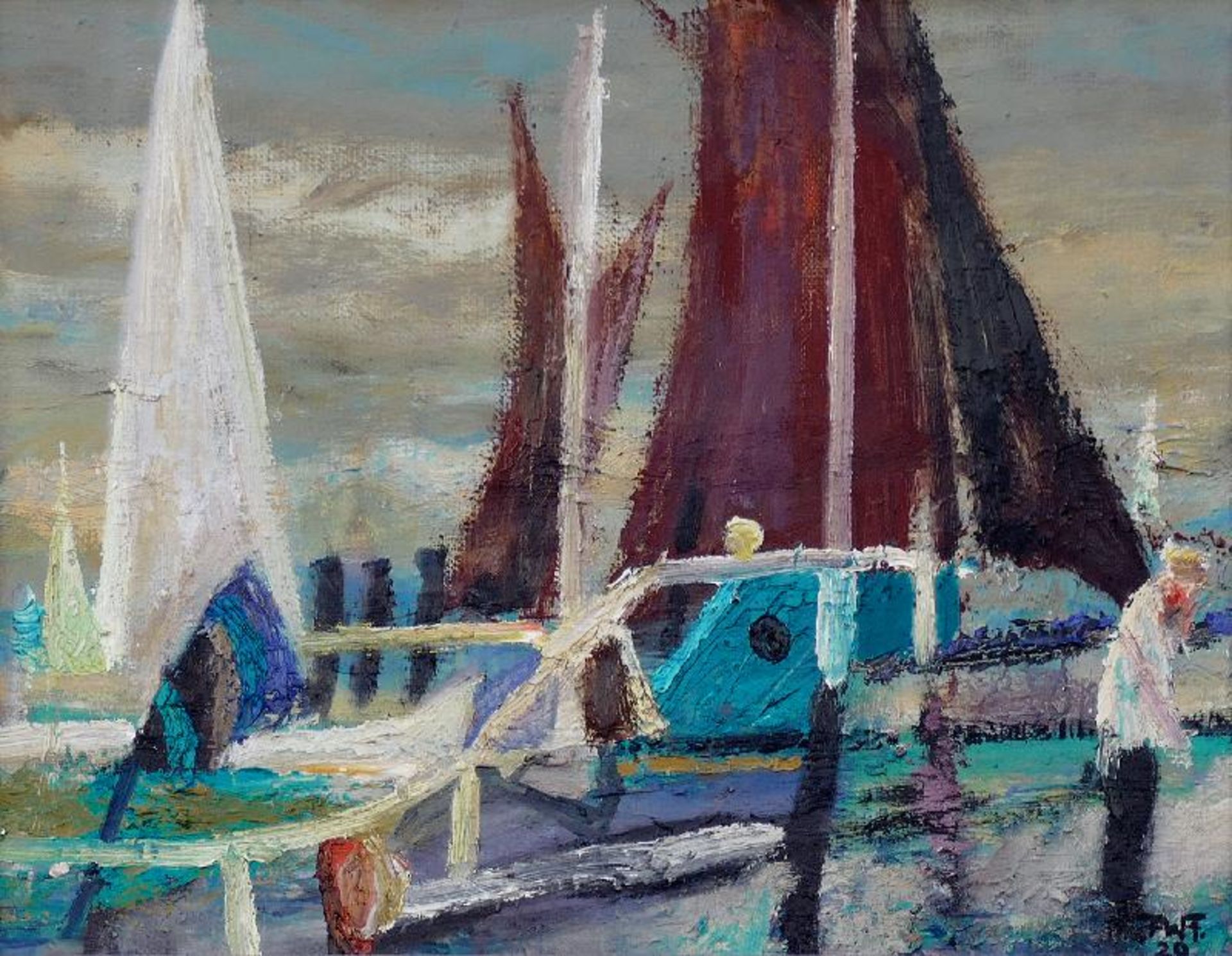 Fretwurst, Friedrich Wilhelm Hafen mit Zeesenbooten Ölfarben auf Leinwand, 2019/20, 300 x 400,