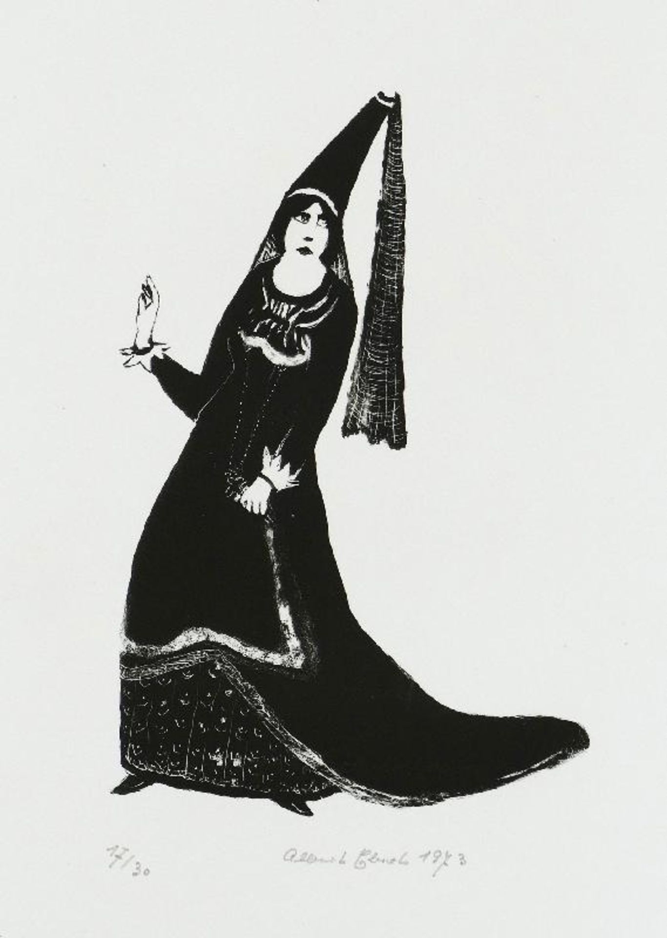 Ebert, Albert Konvolut von vier Lithographien zu Peter Hacks: Margarete in Aix 1.) König René, - Bild 3 aus 8