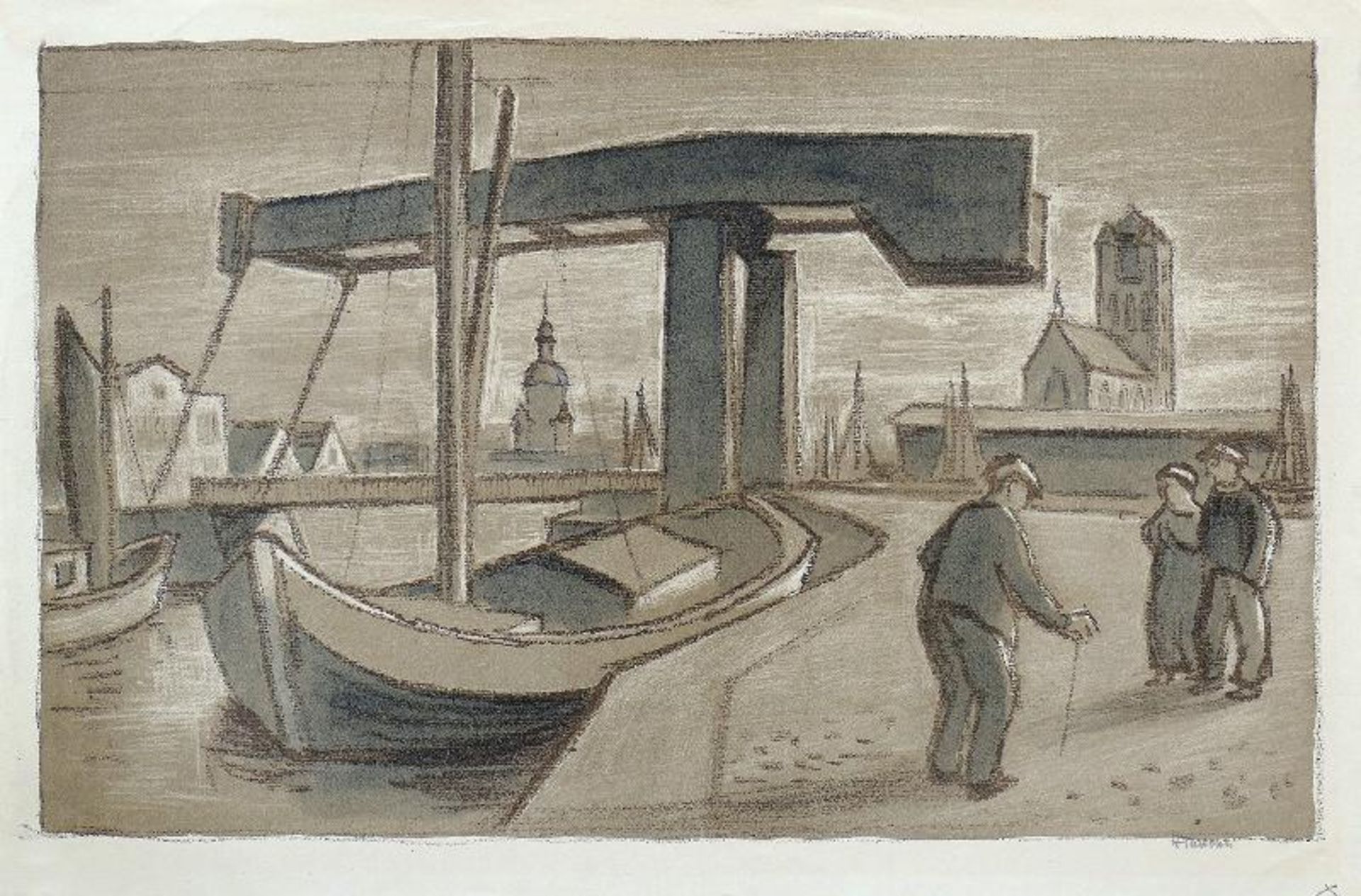 Tucholski, Herbert Konvolut von zwei Farbvarianten der Lithographie „Stralsund“1.) Stralsund, - Image 2 of 2