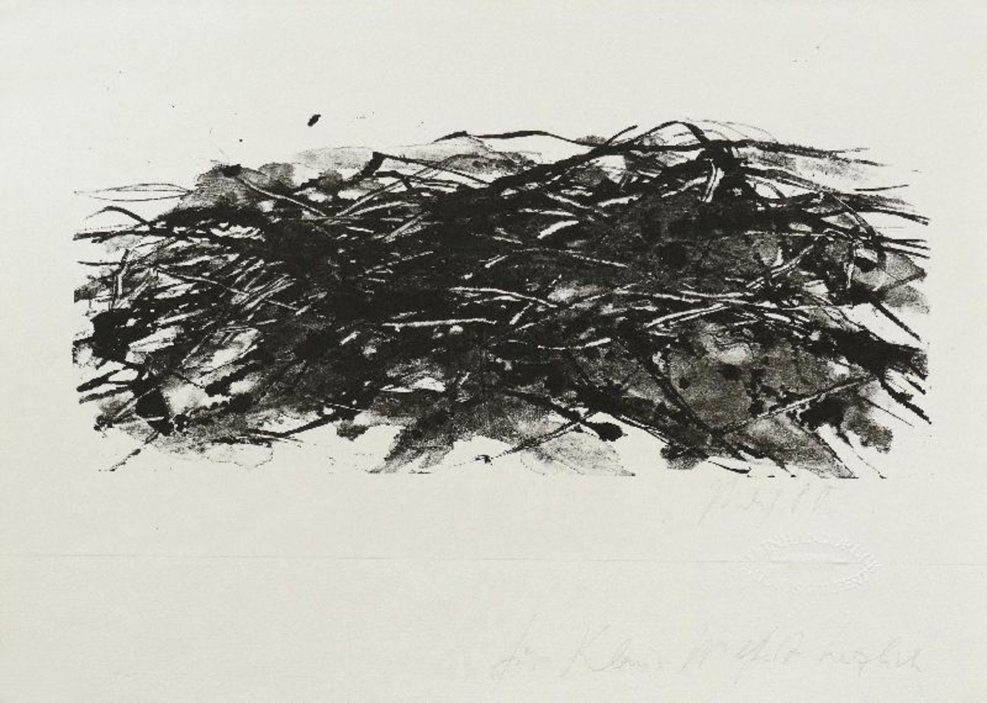 Uhlig, Max Kleine LandschaftLithographie, 1980, 120 x 280, sign., dat., mit handschriftlicher - Image 2 of 2