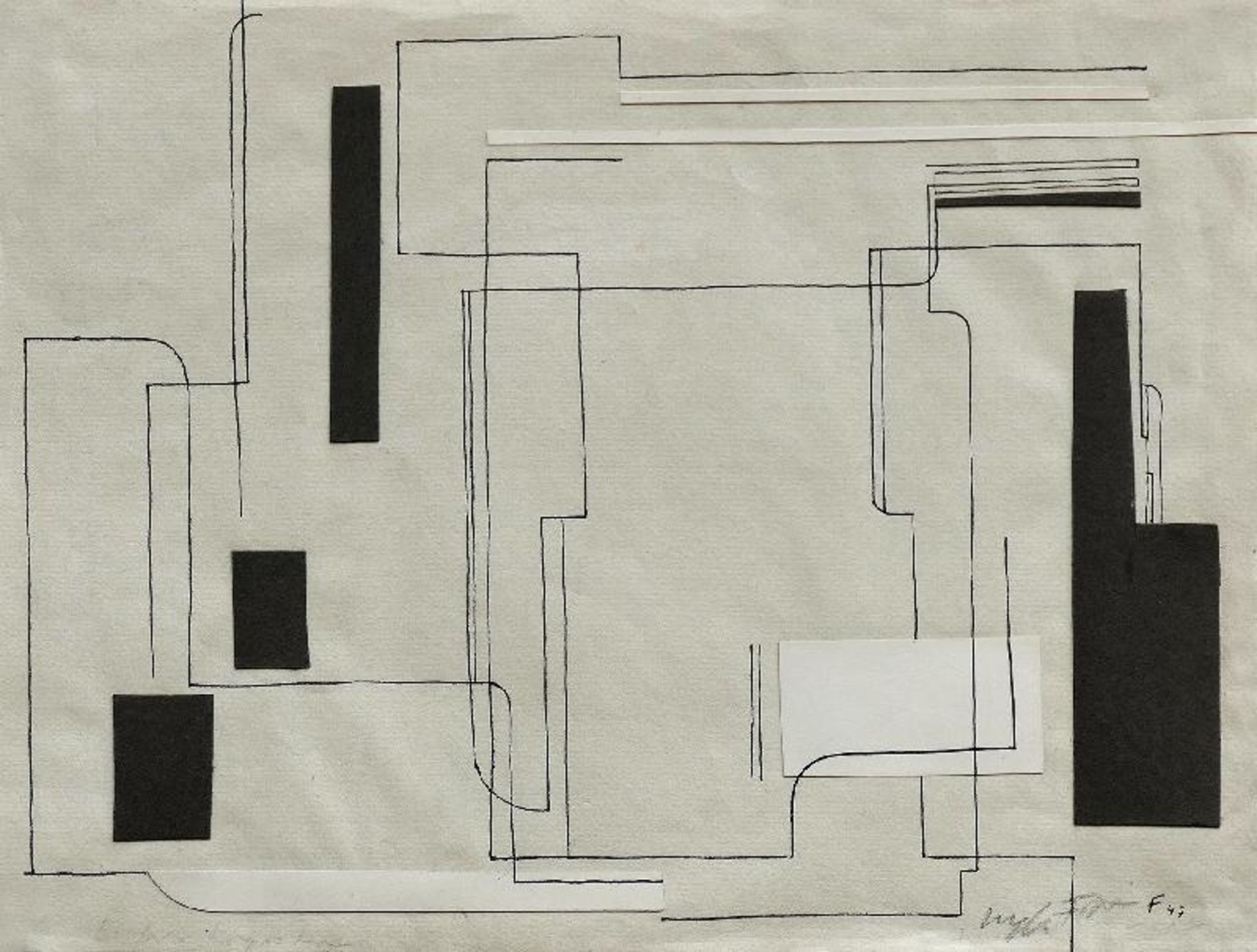 Frankenstein, Wolfgang (Berlin 1918 - 2010 Berlin) Einfache Komposition Zeichnung, Feder/Tusche,