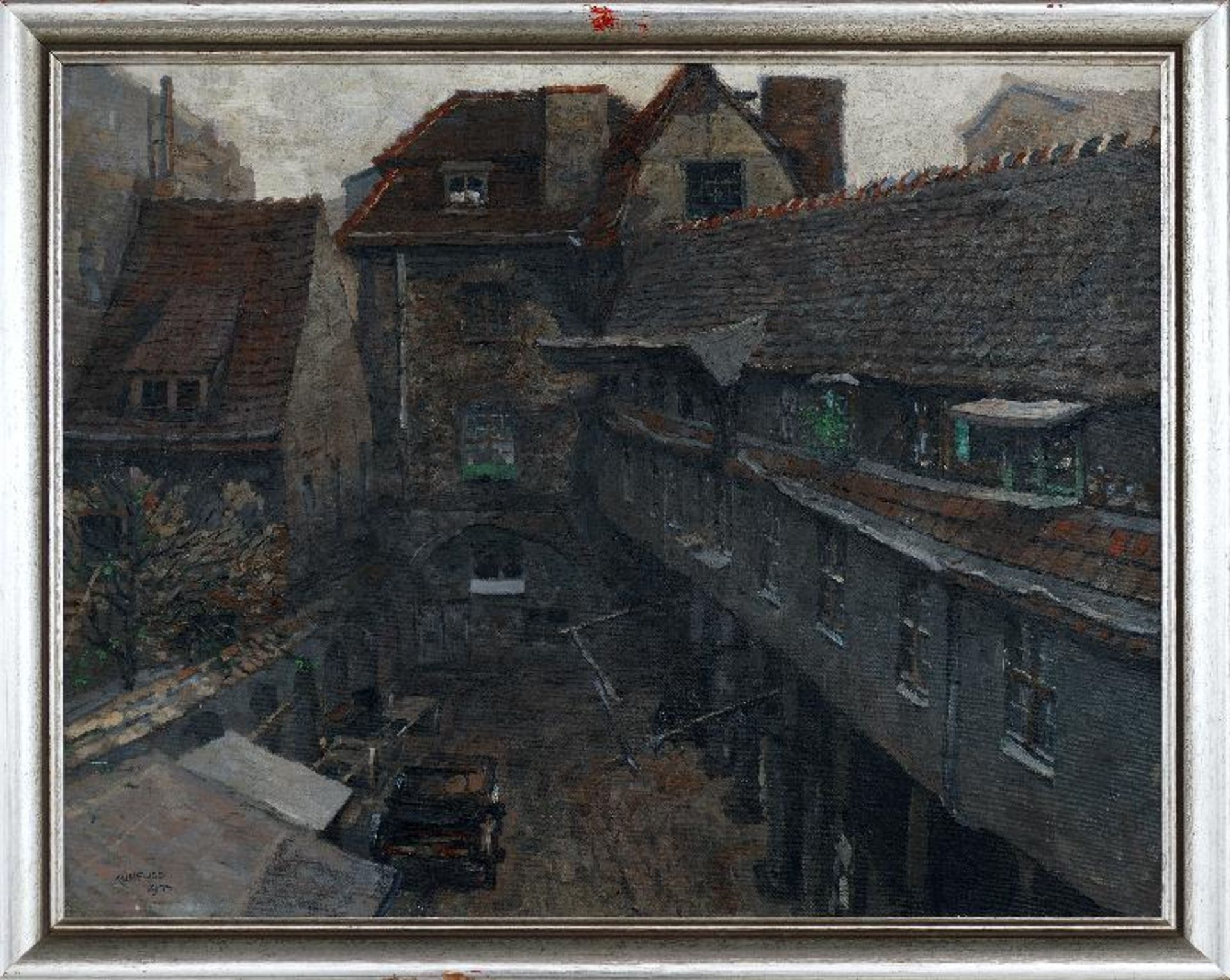 Kuhfuss, Paul (Berlin 1883 - 1960 Berlin)Blick in den Krögelhof *Ölfarben auf Leinwand, 1914, 588 - Image 2 of 2