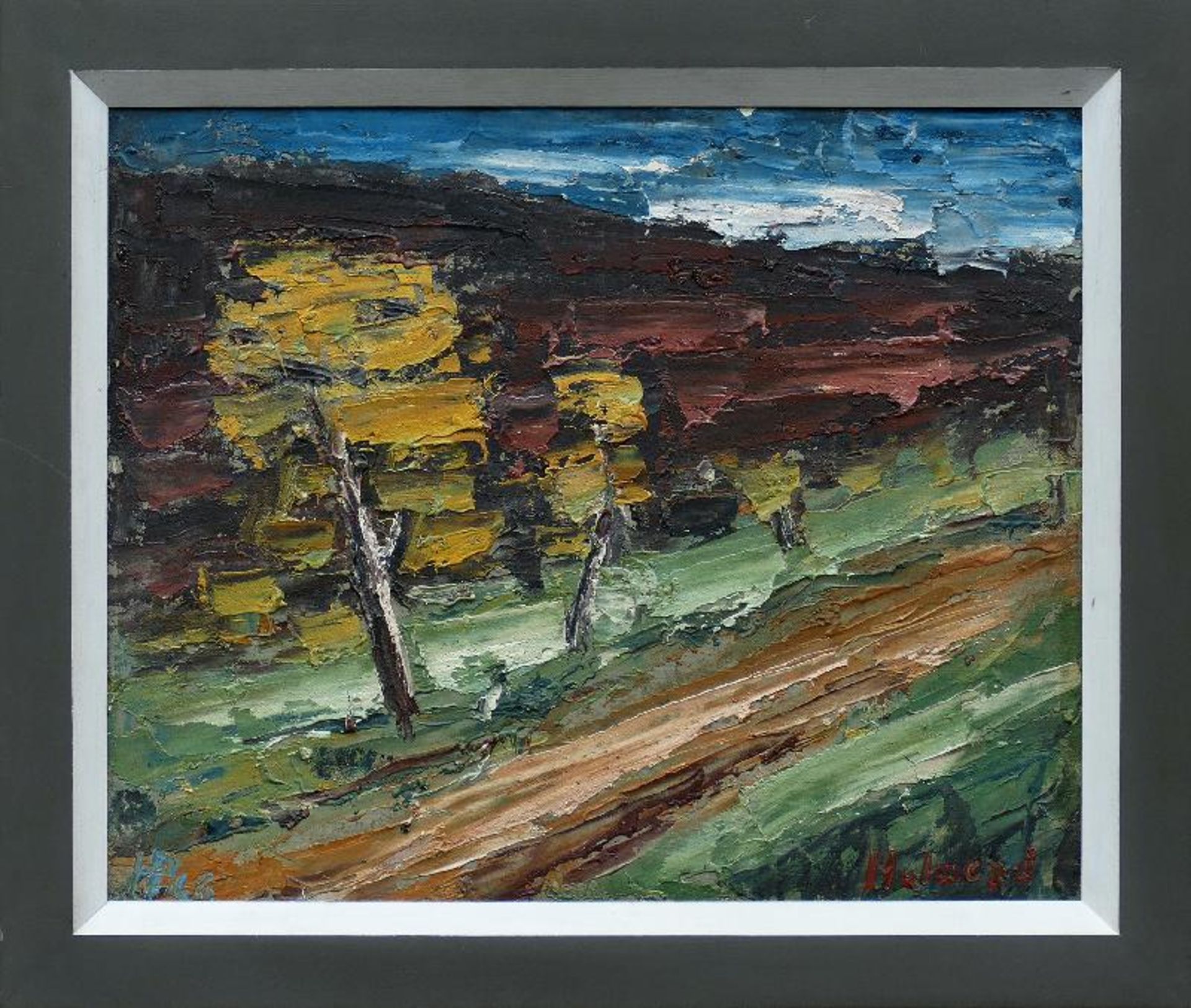 Holmead [i.e. Clifford Holmead Phillips] (Herbstlandschaft)Ölfarben auf Leinwand, aufgezogen auf - Bild 2 aus 2