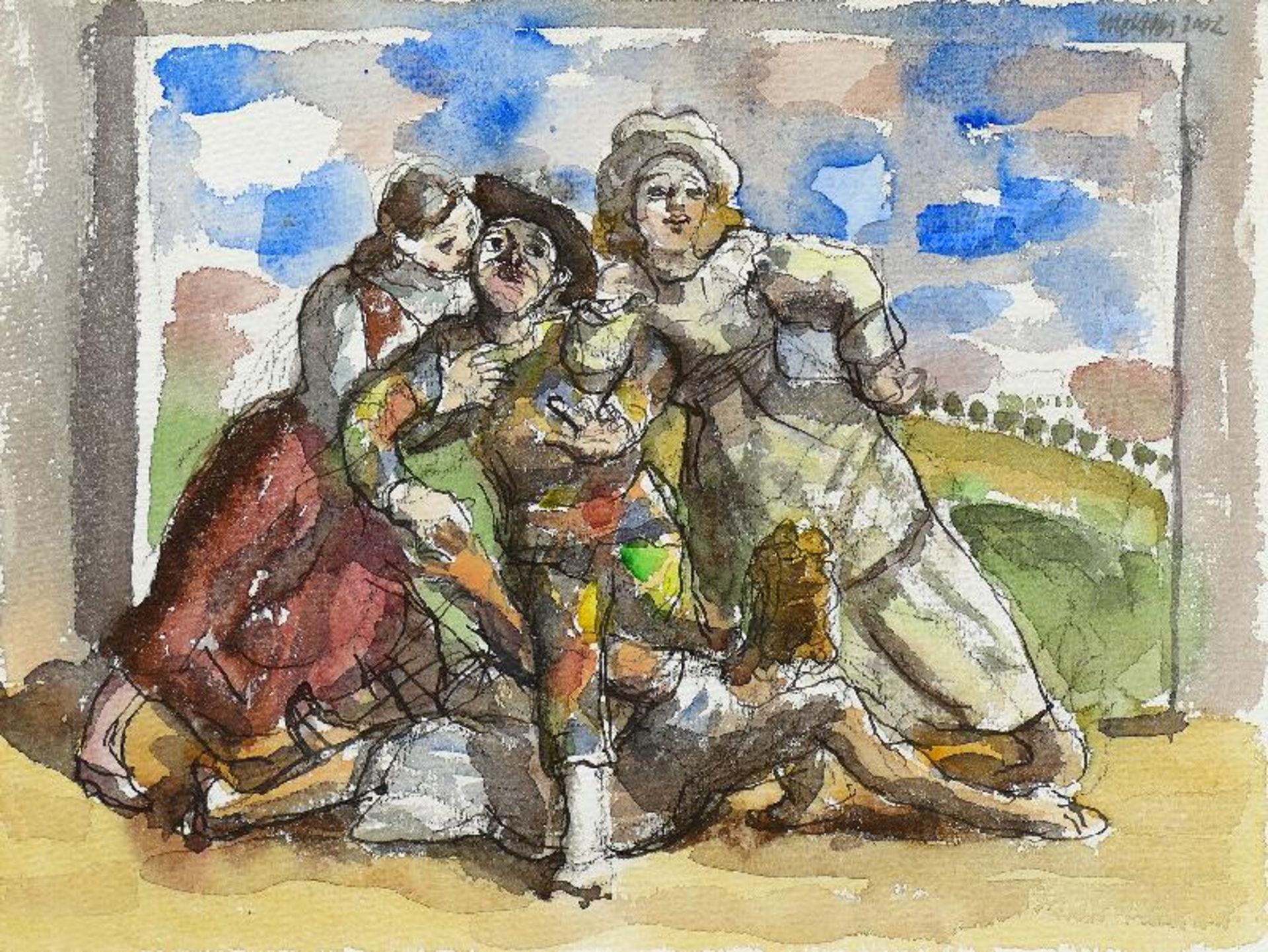 Metzkes, Harald Geliebter HarlekinAquarell, 2002, 240 x 320, sign., dat., verso: betitelt.