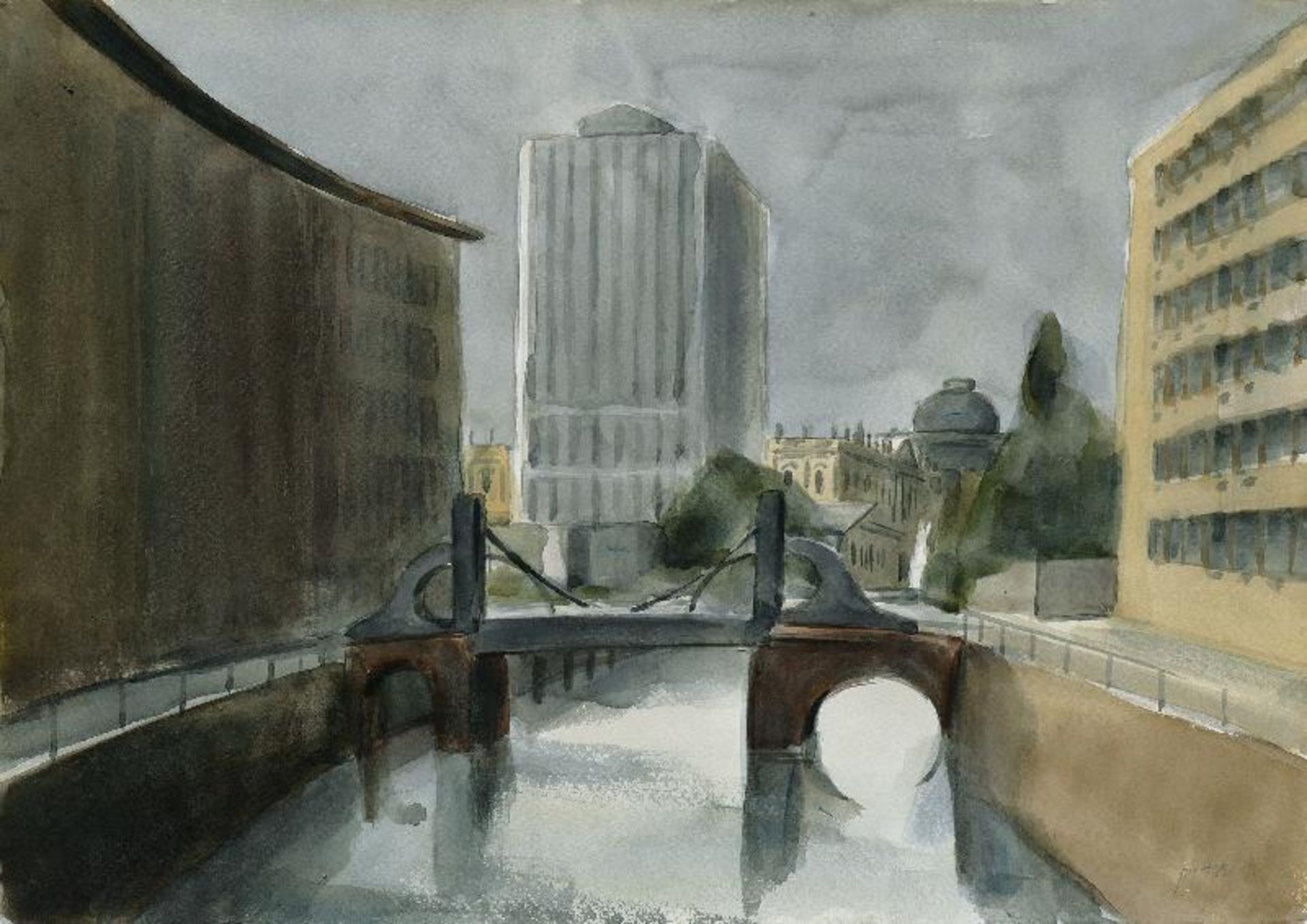 Pietsch, Manfred Friedrichsgracht - UnterwasserstrasseAquarell, 1987, 239 x 339, sign., verso: