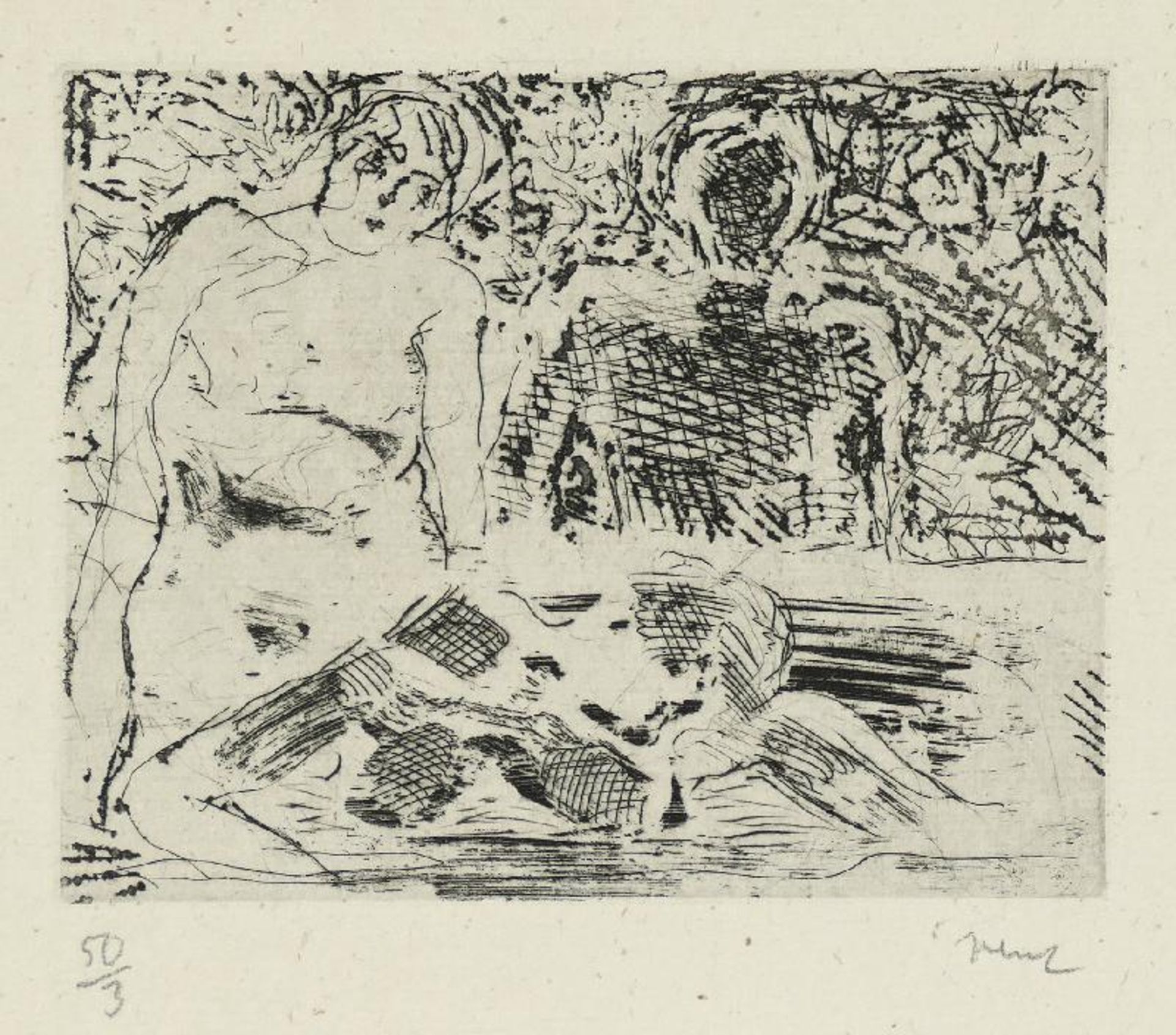 Vent, Hans Konvolut von zwei kleinformatigen Radierungen1.) Zwei Personen, 1973, 95 x 100, sign., - Image 2 of 2