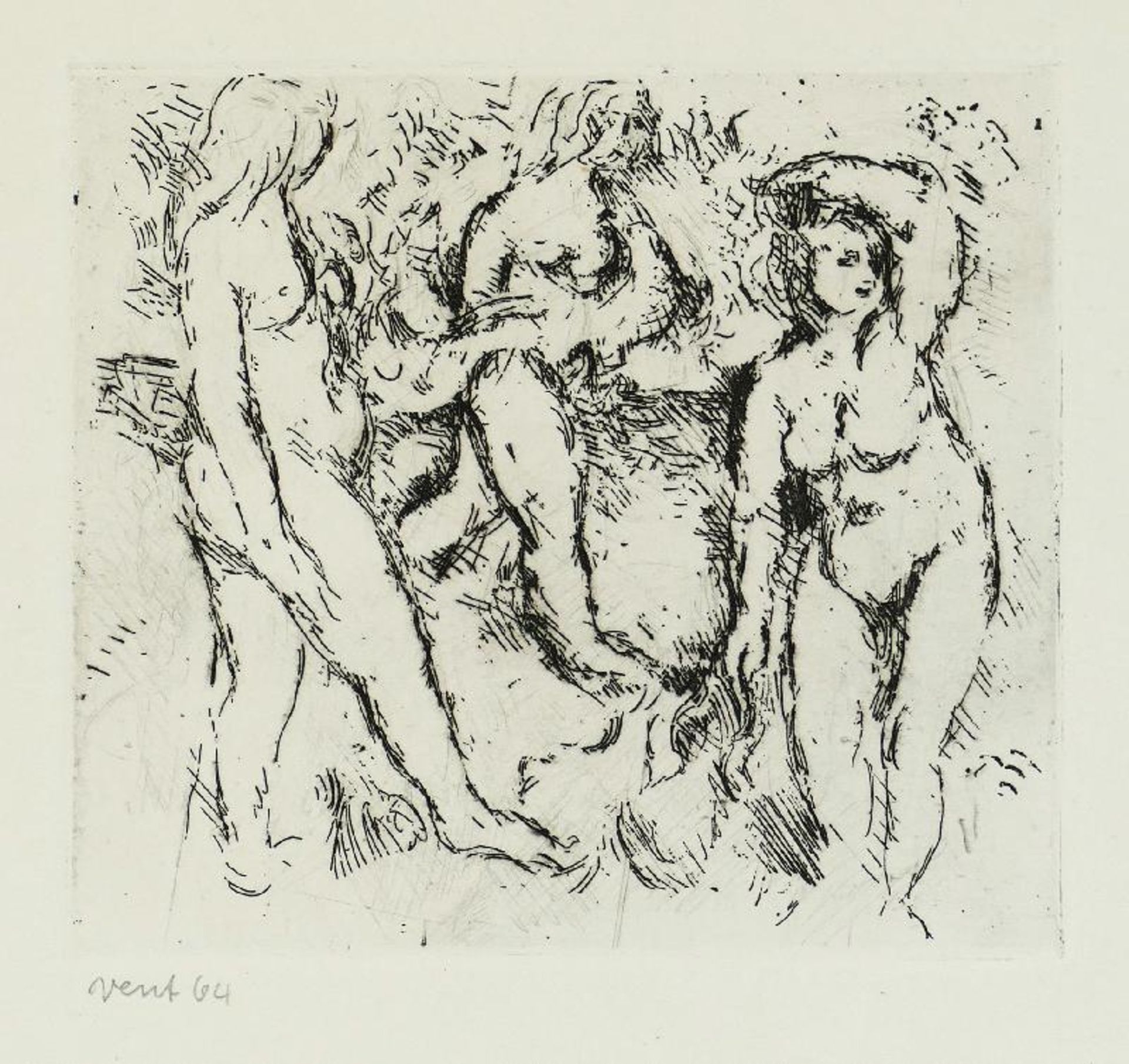 Vent, Hans (Liebespaar mit Beobachter)Aquarell, montiert auf Papier, 102 x 86, verso: - Image 2 of 3
