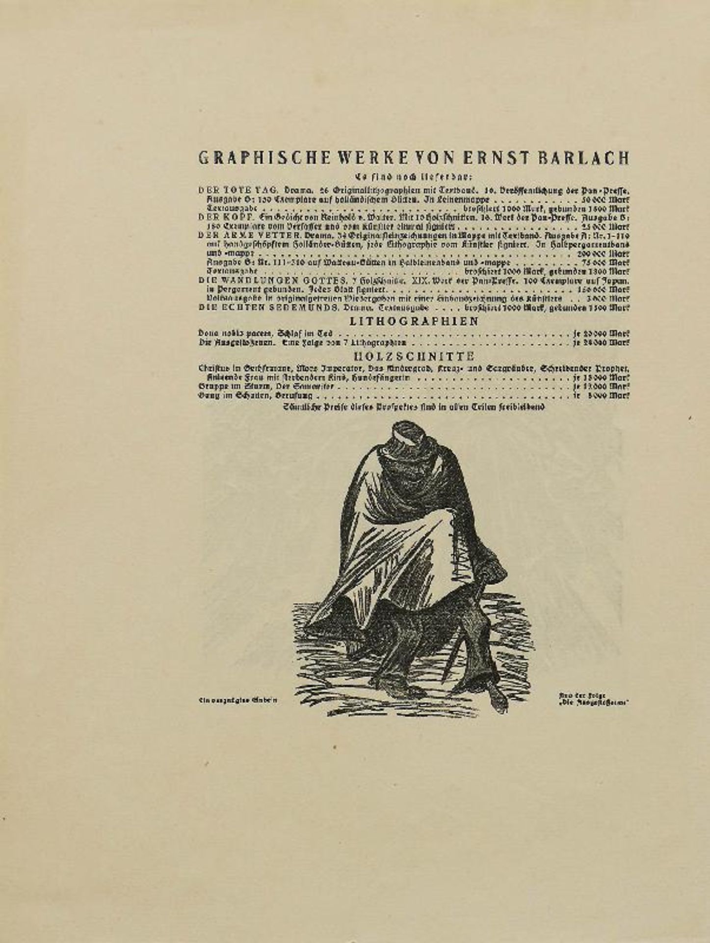 Barlach, Ernst (Wedel/Holstein 1870 - 1938 Rostock) Subskriptionseinladung zu: Der Findling - Bild 3 aus 3