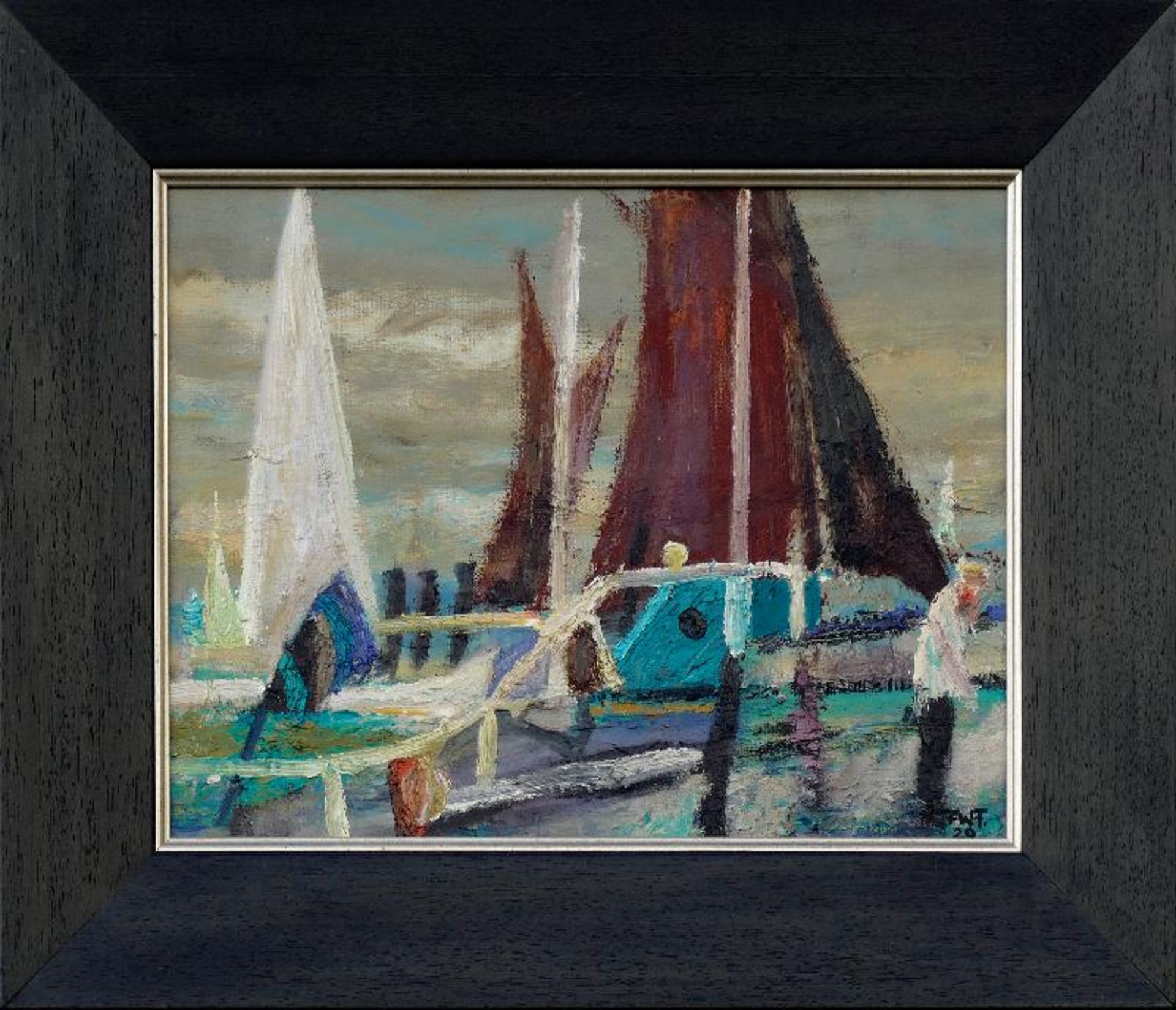 Fretwurst, Friedrich Wilhelm Hafen mit Zeesenbooten Ölfarben auf Leinwand, 2019/20, 300 x 400, - Bild 2 aus 2