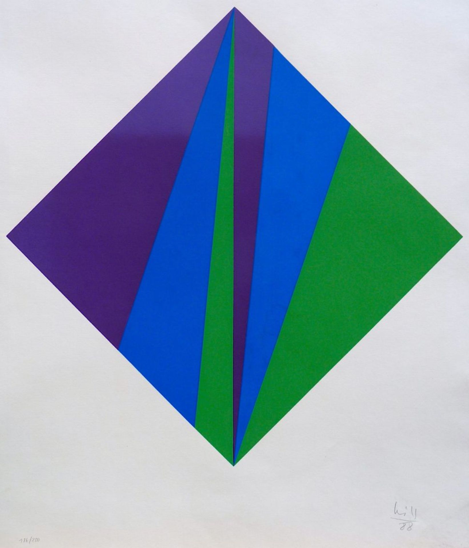 BILL, MAX: "Quadrat in grün, blau und voilett", 1988