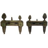 Pair of gilt bronze andirons for a chimney. Nineteenth century. H cm 15x22x32.