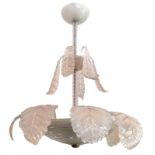 Chandelier in Murano glass, light pink, 40s/50s. H 84 cm, diameter 65.