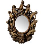 Valentino Panciera aka "Besarel" (Astragal, 1829 - Venice, 1902). Mirror in wood with carvings of