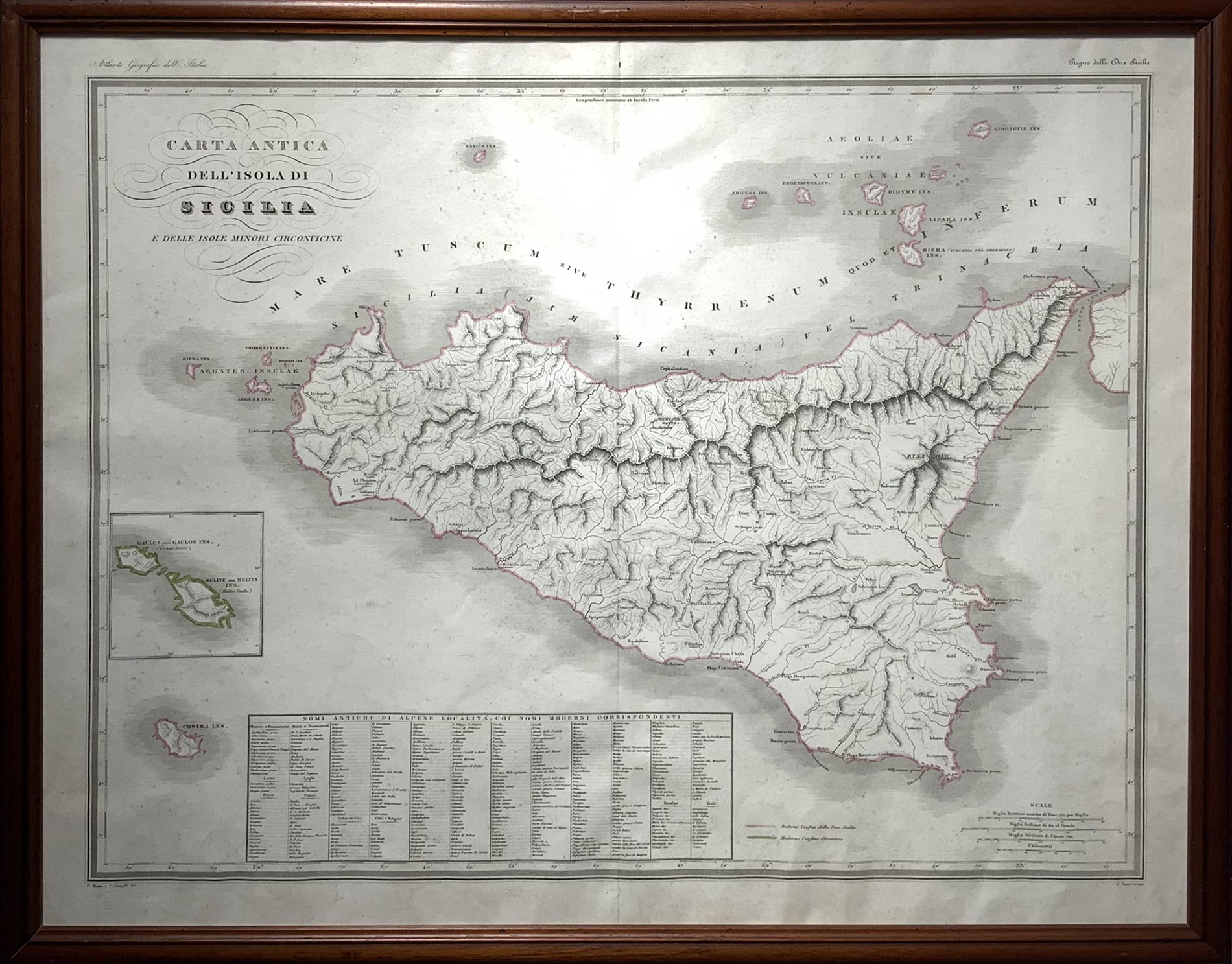 Paper ancient island of Sicily and its islands", Zuccagni Orlandini Attilio (Florence 1844 -