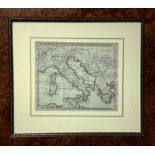 Italie, late 1700s c.a. 17X19 cm copper etching, with frame in burr wood 31x33. Excellent