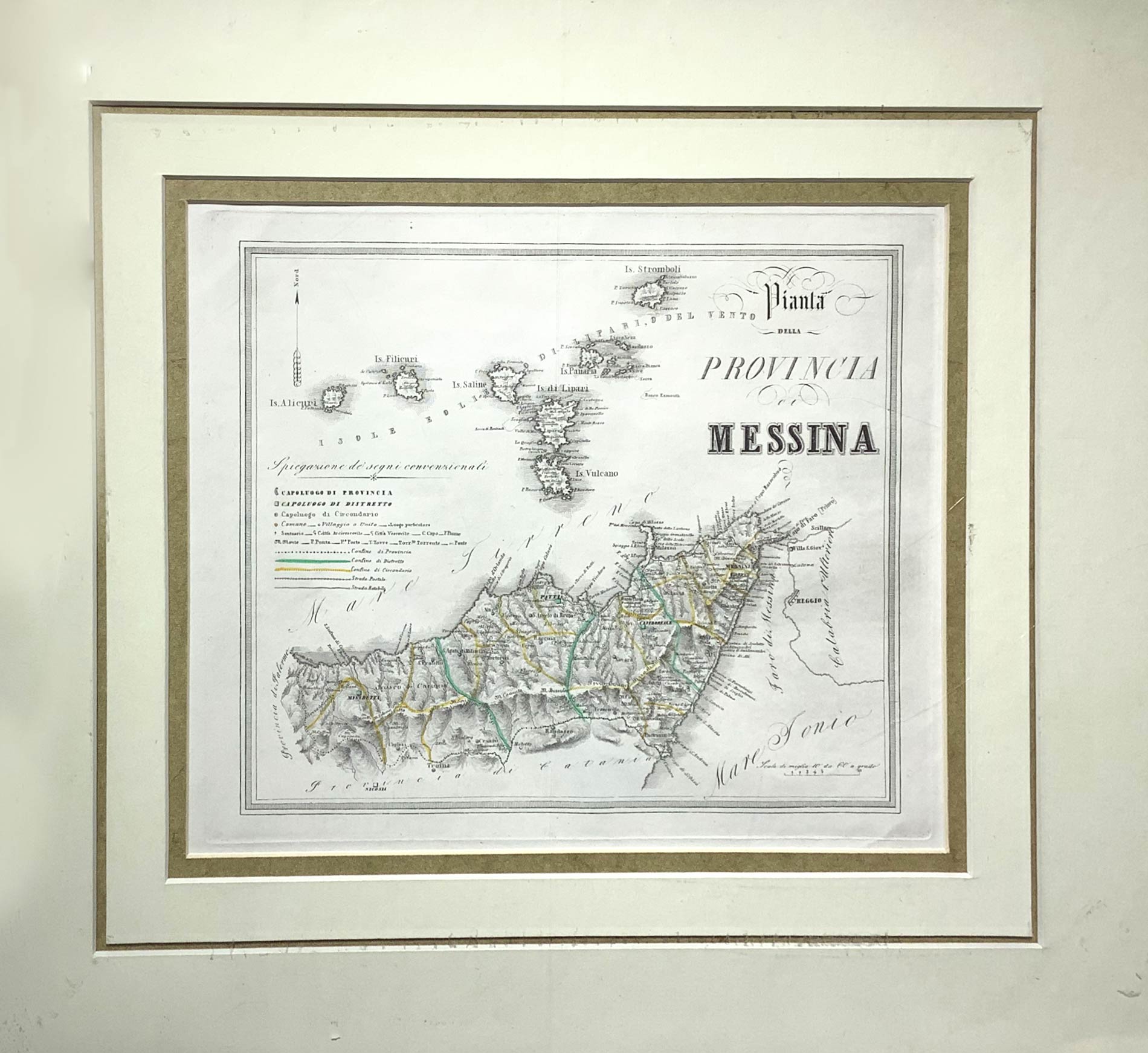 Map of the province of Messina, nineteenth century. Cm 29x32,5. With no frame. Very good condition.