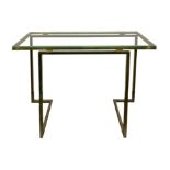 Romeo Rega, 70. Console with brass structure and glass top. H cm 83x100x34. Traces of oxidation.