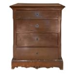 Commode 4 drawers in mahogany, late nineteenth century Sicily. H 87x67x33 cm.
