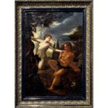 Italian painter of the seventeenth century. Adam and Eve. 38x25, Oil paint on canvas.