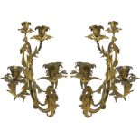 Pair of sconces gilt brass with 5 lights.