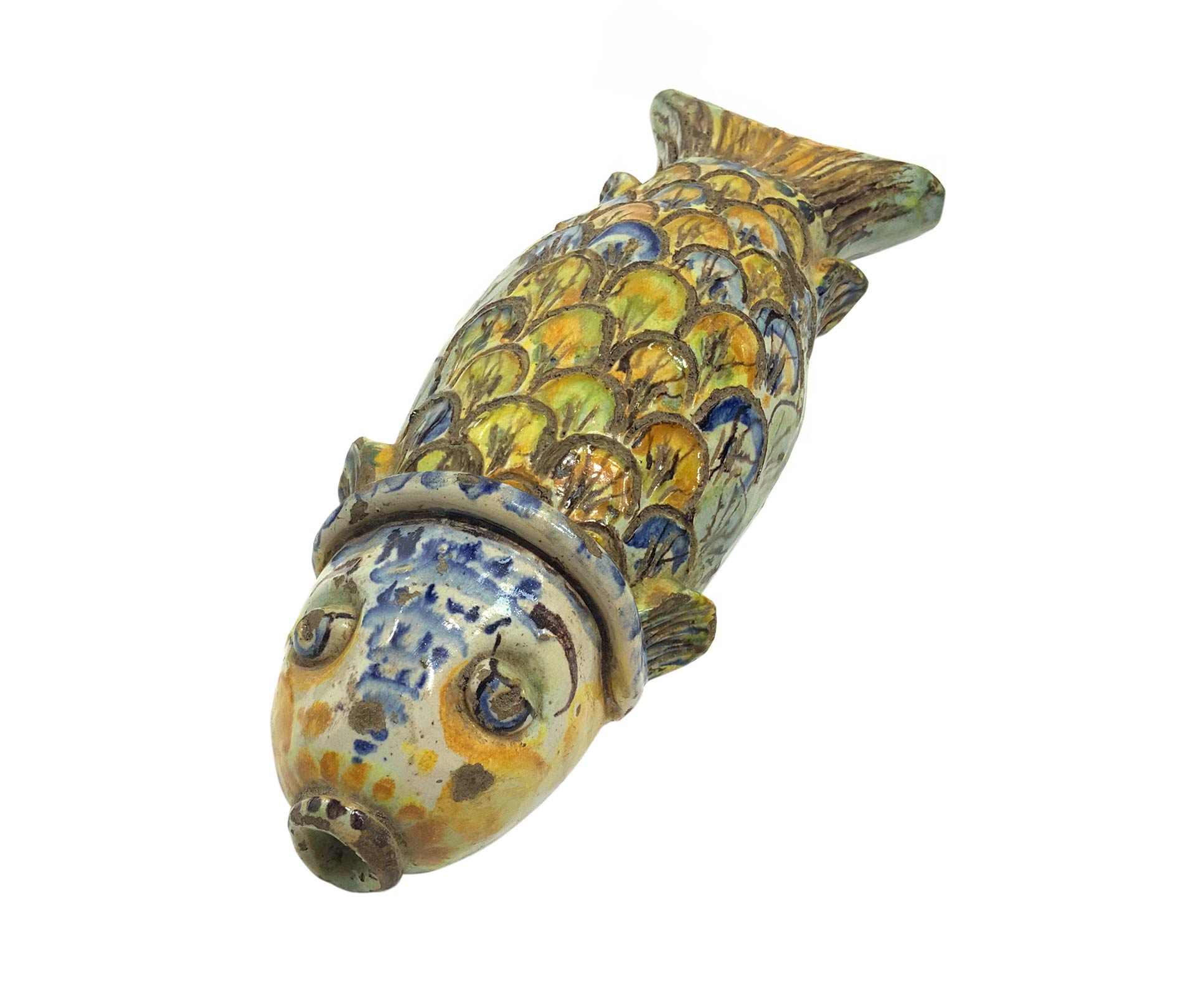 Fish warmer majolica of Caltagirone, Sicily, XVIII Century. 29 Cm