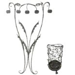 Salvino Marsura, 60s. Coat and umbrella wrought iron with plant decorations. incussa Signature.