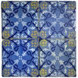 Tile Antonio Pace, Santo Stefano di Camastra. Messina. Early twentieth century. 19,5x19,5 cm. Four