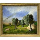 Sicilian painter of the twentieth century. Etna view from an olive grove. 40x50, oil paint on