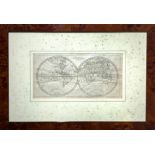 Mappemonde 1755, Paris, Robert de Vaugond engraver (1688-1766). Cm 17x 30, copper etching . With