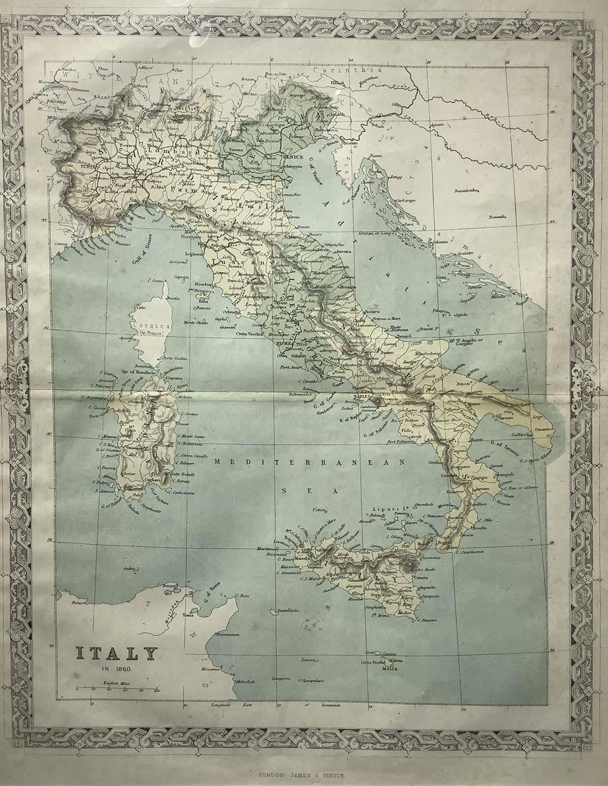 Italy, 1860 author James S. Virtue, London. Cm 34x26. With wooden frame 51x43 cm. Very good - Image 2 of 2