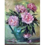 Viktoriya Kalenik (Belarus, 1991). Still life of flowers "Peony". 40x30, oil paint on canvas.