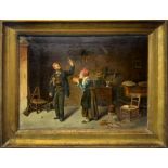 Italian painter of the late nineteenth century. 2 Characters in an interior. 40x52, oil on canvas