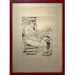 Bruno Caruso (Palermo, 1927 - Rome, 2018). Male Likeness. 70x50, etching. Signed lower right