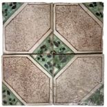 Raffaele Prete tiles, Naples. Early twentieth century. Box composed of 4 tiles, 20x20 cm.