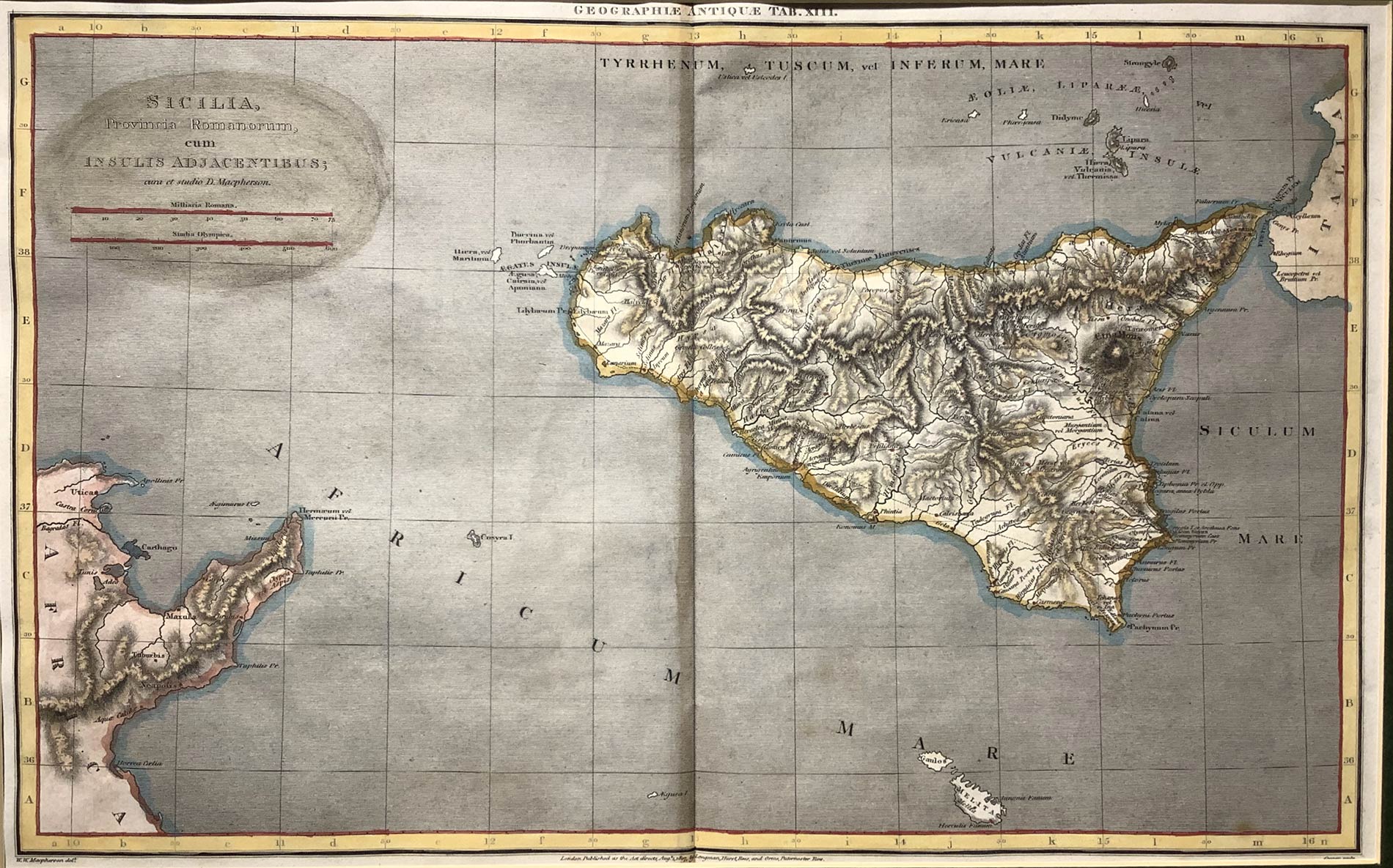 Sicilia provinces romanorum, 1807, W W Macpherson, from "Rees's cyclopedia". Cm 26,5x41,5, - Image 2 of 2