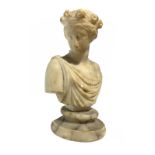 Eighteenth century sculptor. Marble neoclassical statue, young woman with head surrounded by