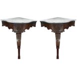 Pair of corner furniture, Louis Philippe, nineteenth century Sicily. With "pallottolato" and