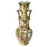 Liberty High vase with leaves, early XX century. Depicting woman with wheat, summer allegory. H cm