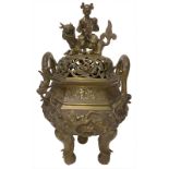 Bronze incense burner with three legs, XIX century, China. H 43 cm