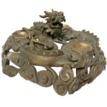 Incense burner with plug dragon head, .XIX century, China. Diameter 20 cm, h 12 cm