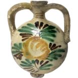 Flask majolica of Caltagirone, Sicily, late nineteenth century. H Cm 25. Restoration on the handle