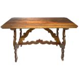 Walnut table, 19th century, Tuscany. H Cm 78x130x55. Old woodworm holes.