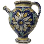 Spout majolica of Caltagirone, Sicily, XVIII Century. H Cm 24